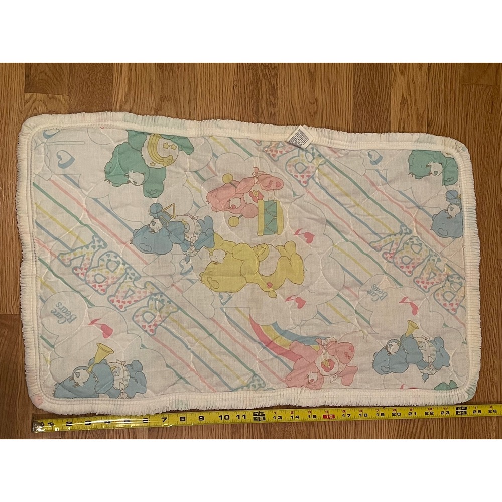 Curity Care Bears Changing Pad Cover White Vintage 80s Quilted Rainbow
